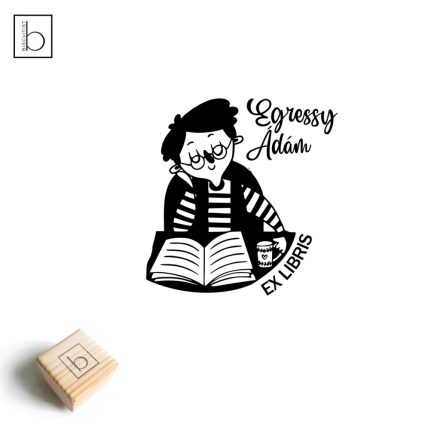 Asztalnál olvasó - Ex libris pecsét