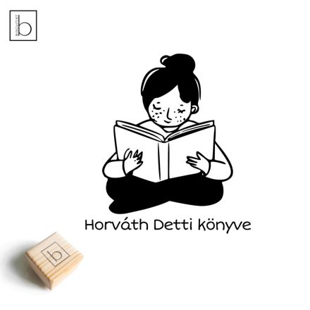 Belemerülő olvasó lány - Ex libris pecsét